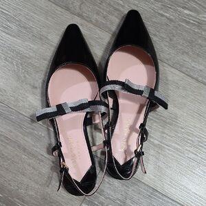 Kate Spade Maritza Black and Pink Flats with Bow Detail